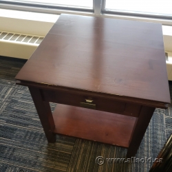 Mahogany Square Side Table/Nightstand w/ Drawer & Lower Shelf